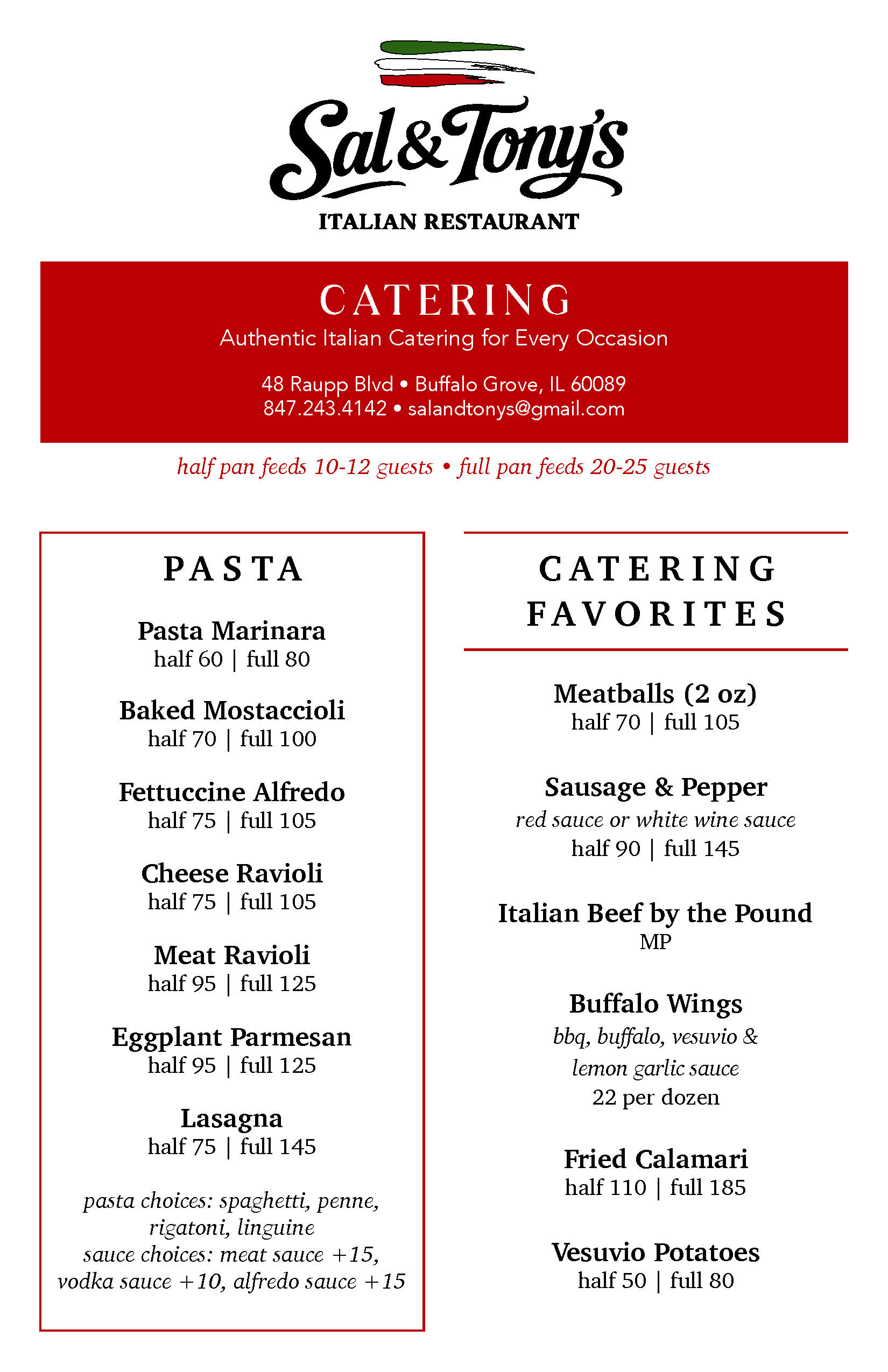 Sal&Tonys Catering Page 1