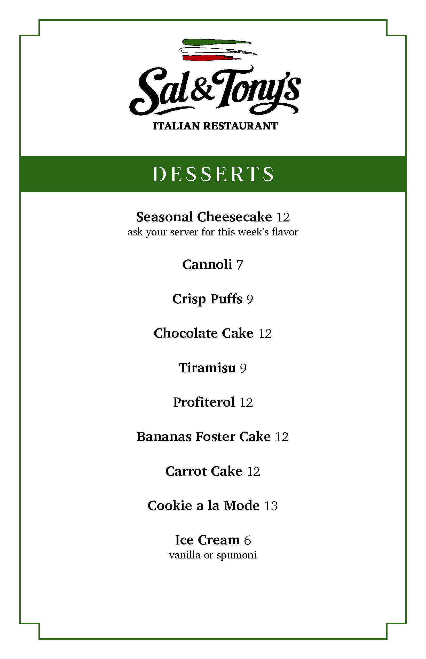 Sal&Tonys Desserts