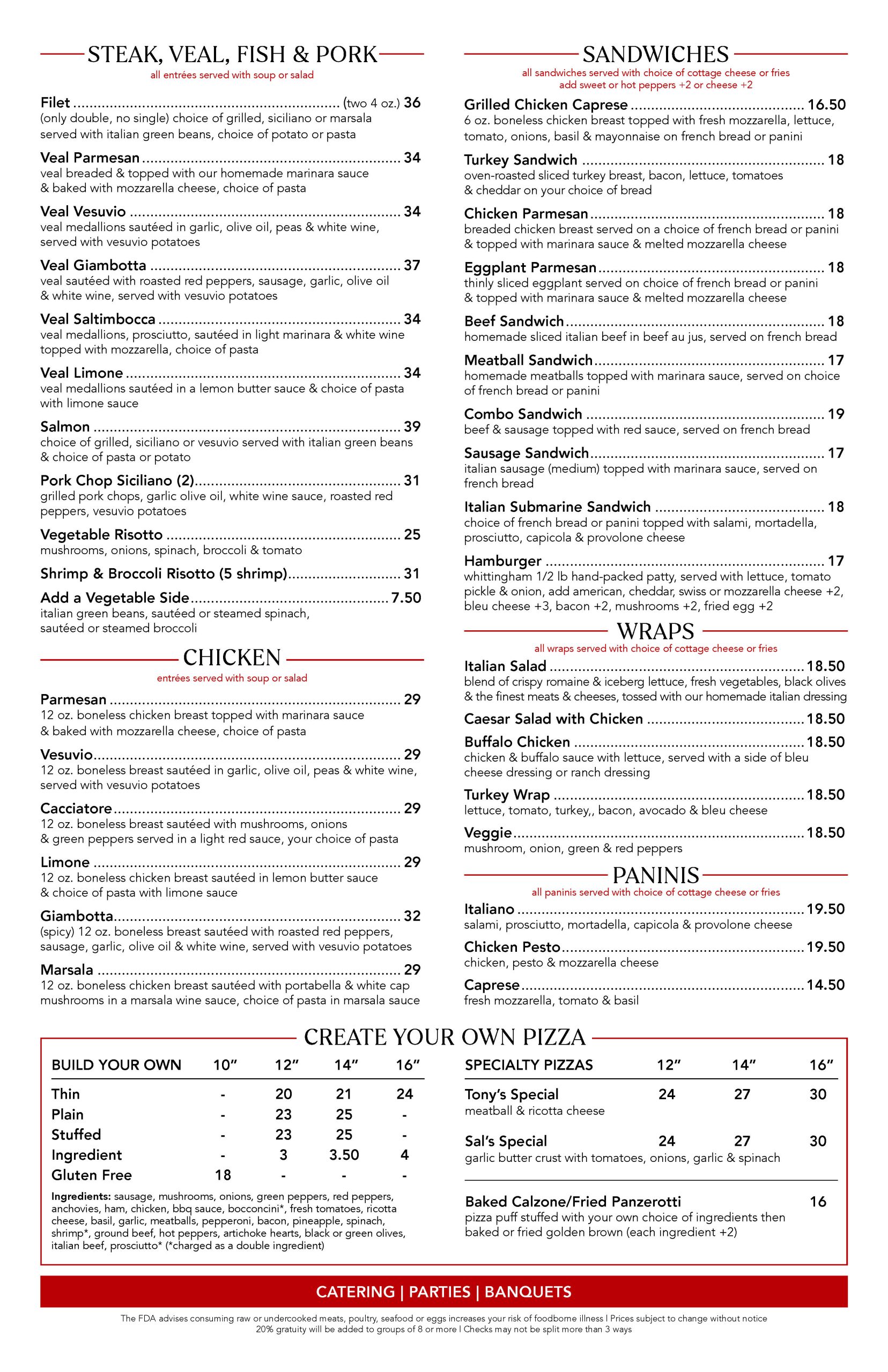 Sal&Tonys DinnerMenu Page 2