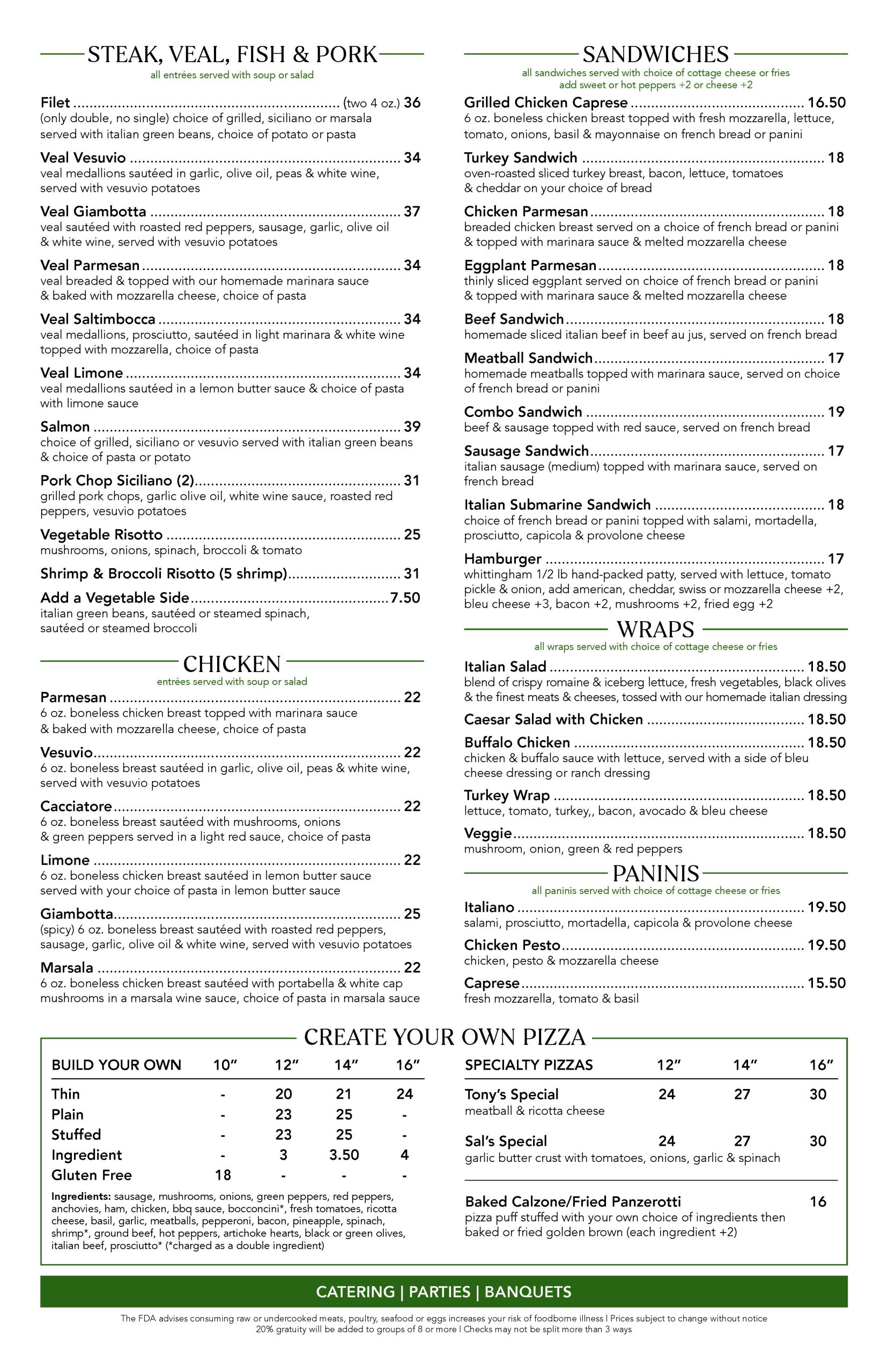 Sal&Tonys LunchMenu Page 2