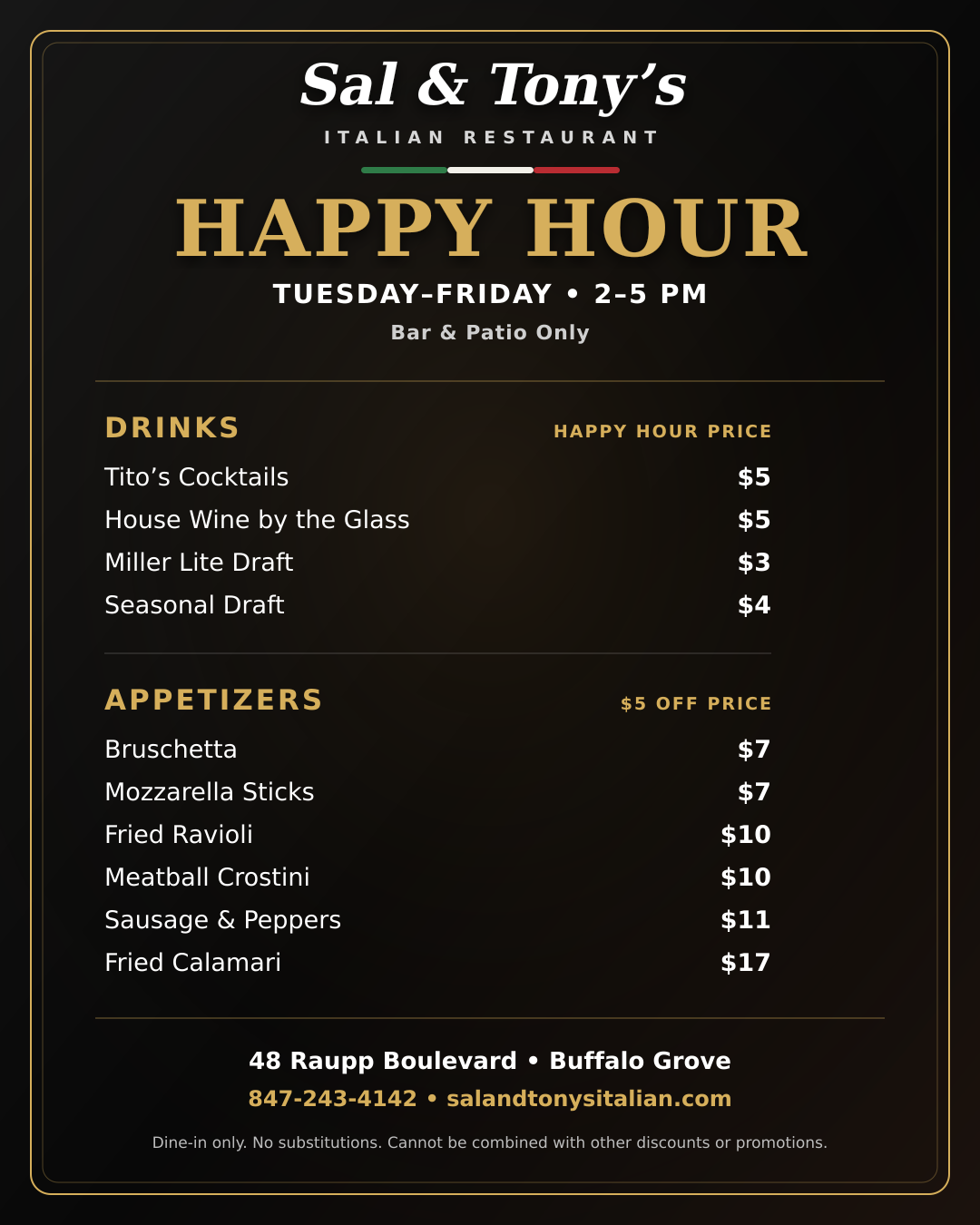 Happy Hours at Sal & Tony